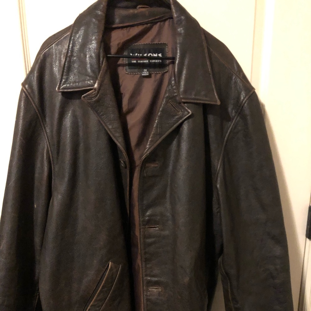 Wilson vintage rare leather pea coat brown